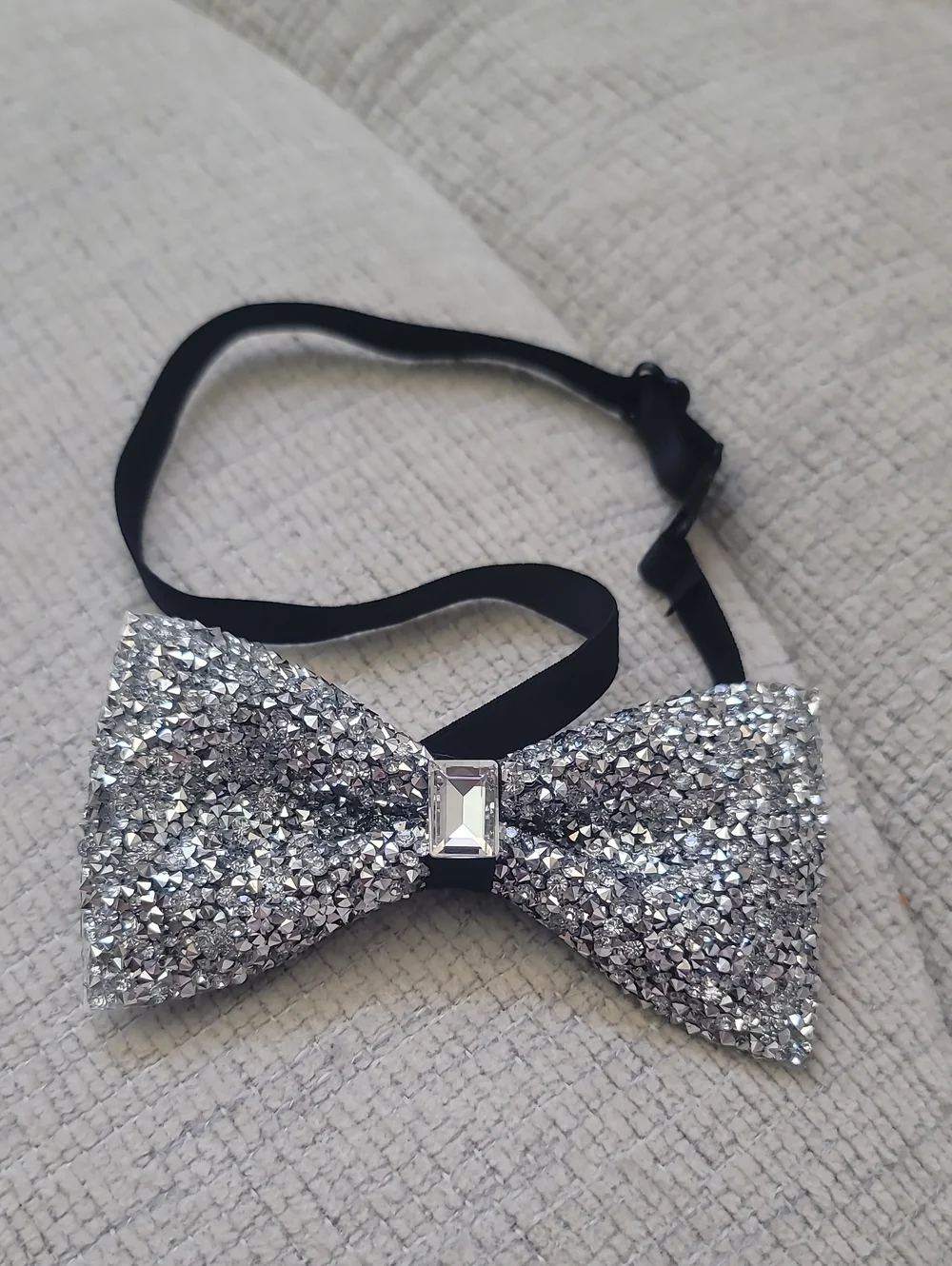 NWT Sparkle Silver Bow Tie with Gem Accent